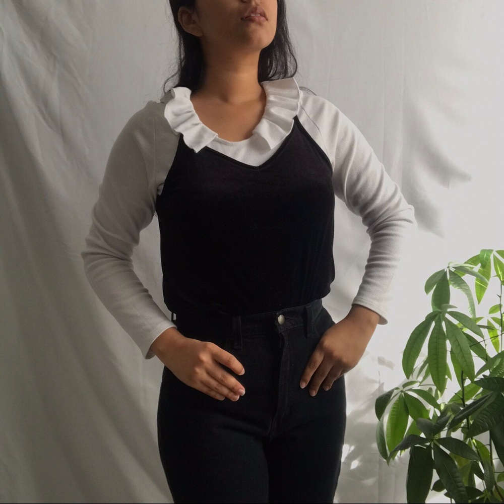 Black velvet tank top